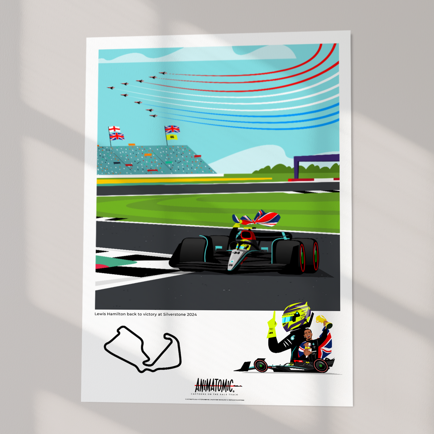 Lewis Hamilton Silverstone Victory 2024 70 x 50 cm Art Print