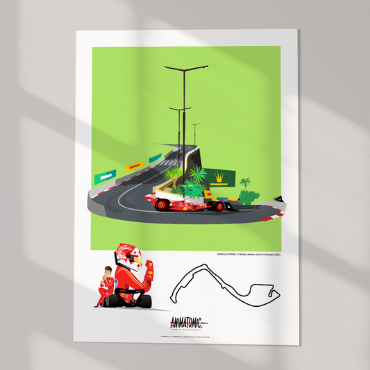Charles Leclerc Monaco Victory 2024  70 x 50 cm  Art Print