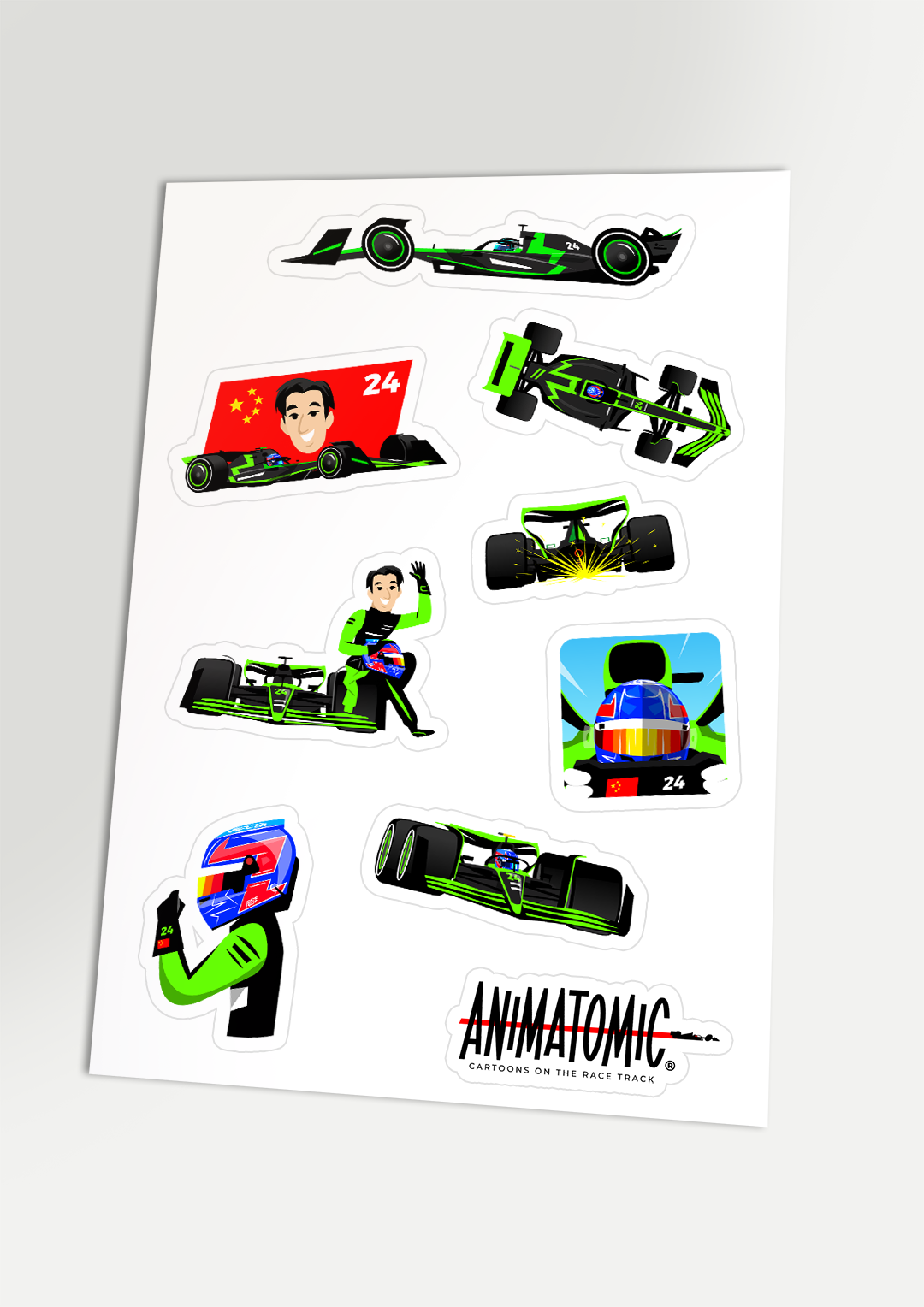 Zhou Guanyu 2024 Sticker sheet (21 x 14.8 cm)
