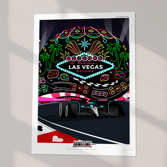 Poster 70 x 50 cm George Russell Las Vegas 2024