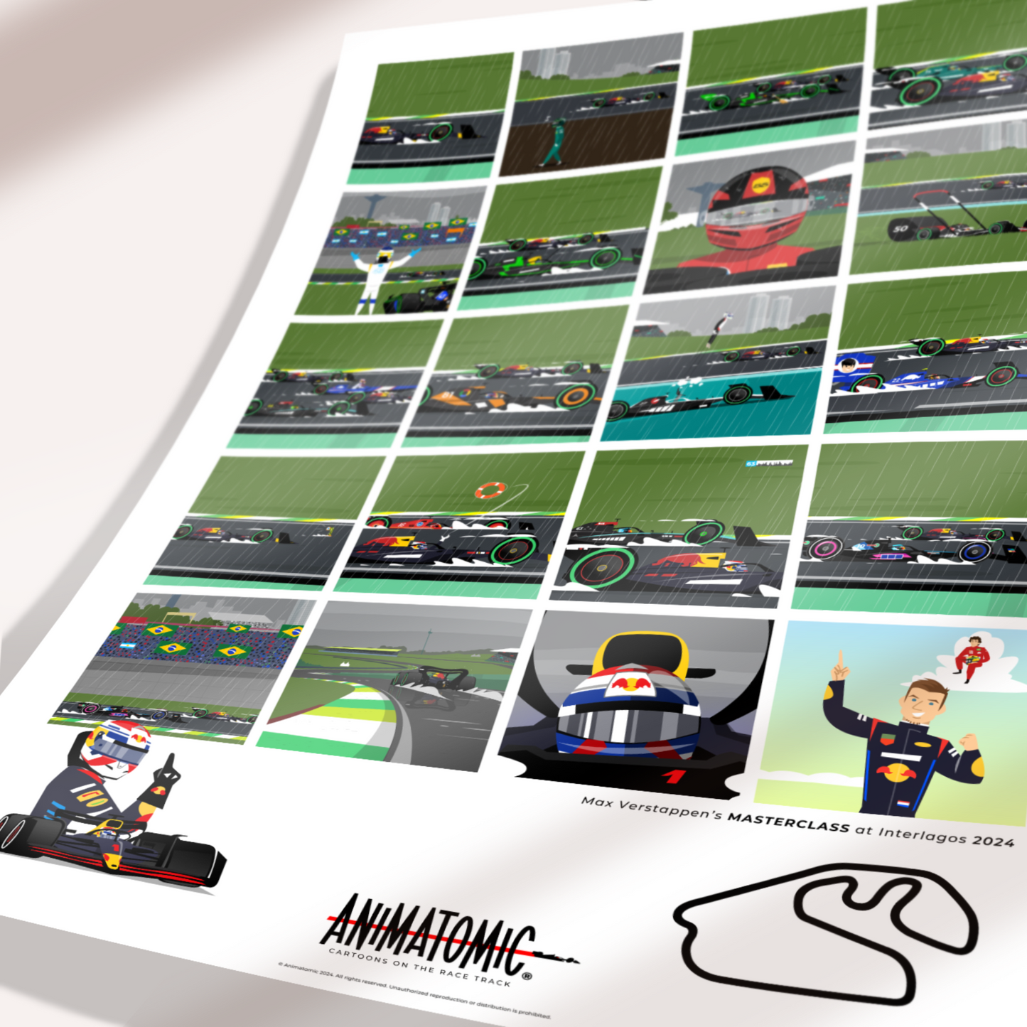 Max Verstappen Interlagos Victory 2024 70 x 50 cm Art Print