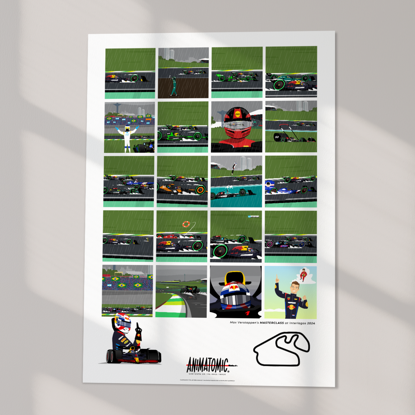 Max Verstappen Interlagos Victory 2024 70 x 50 cm Art Print
