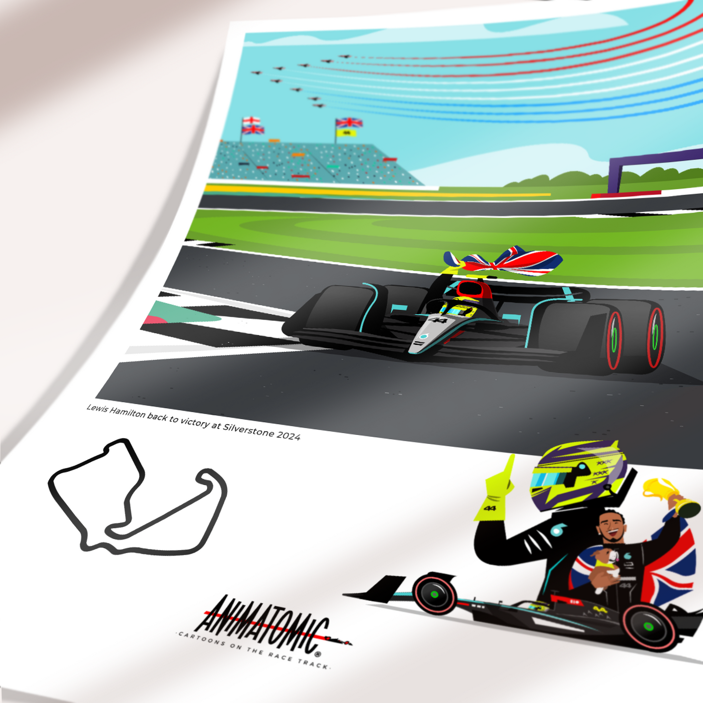 Lewis Hamilton Silverstone Victory 2024 70 x 50 cm Art Print