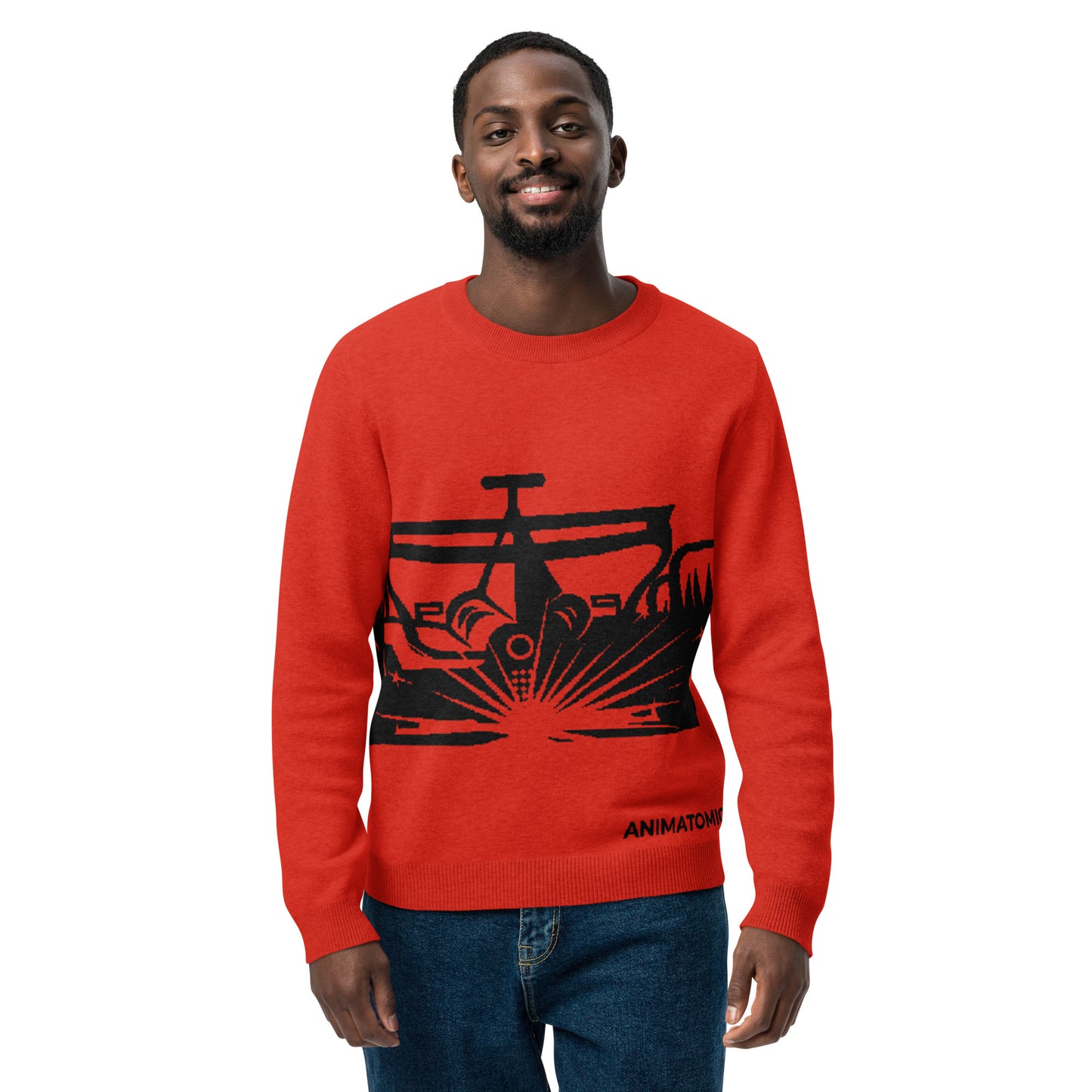 Back View Race Car Sparking – Knitted Crew Neck Sweater
