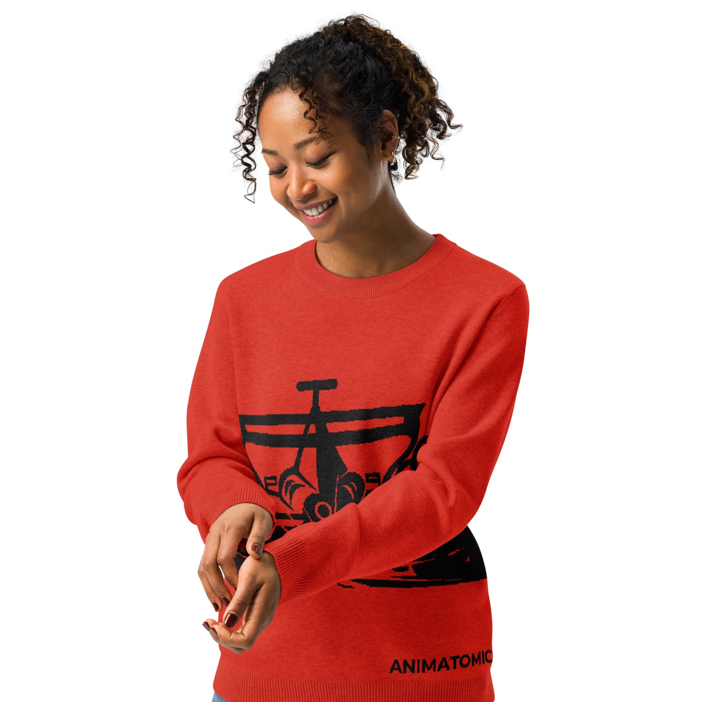 Back View Race Car Sparking – Knitted Crew Neck Sweater